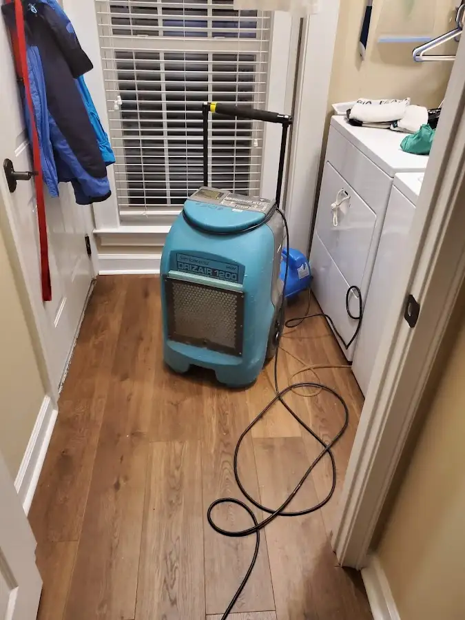 Commercial dehumidifier deployed for Flood Damage Cleanup in Greenwich